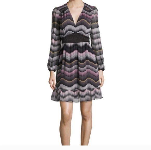 Diane Von Furstenberg Dresses & Skirts - Multi- colored silk overlay printed v-neck dress